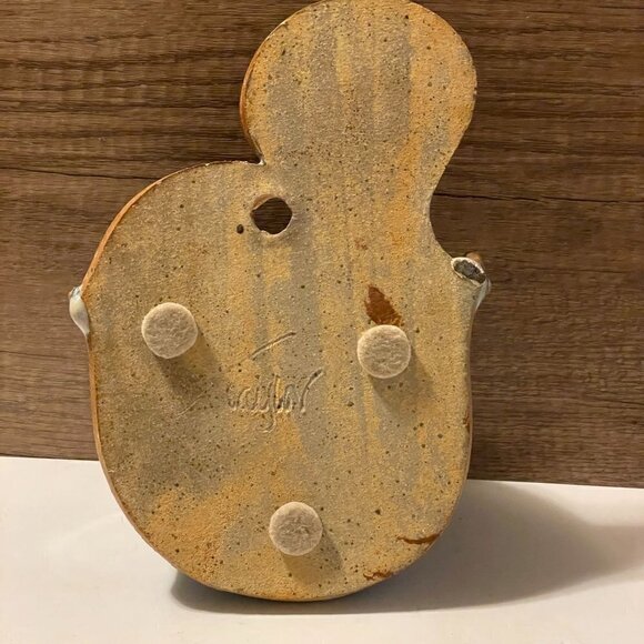 Studio Art Pottery Signed Handmade Blue Ceramic Freeform Hanging Wall Pocket - Picture 9 of 9